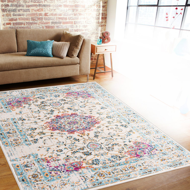 Bungalow Rose Hartig Oriental Pink/Blue/Cream Area Rug & Reviews Wayfair